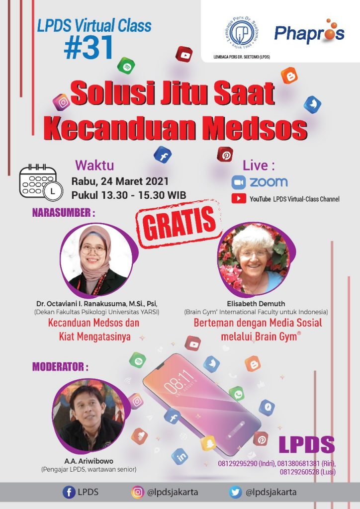 Virtual Class LPDS: Kecanduan Medsos dan Tip Brain Gym