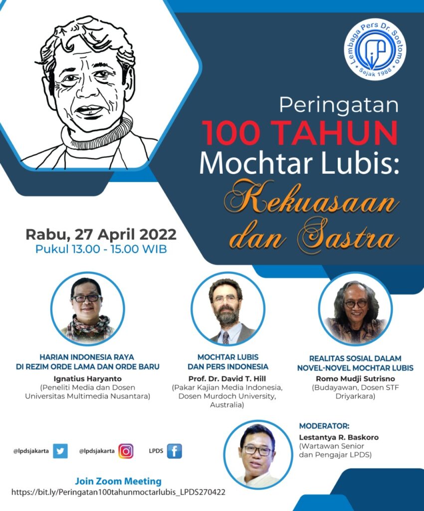 LPDS Gelar Webinar 100 Tahun Moctar Lubis